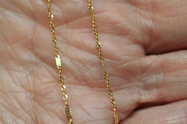 14K Gold Shimmer Bar Chain Necklace | AVIE Fine Jewelry