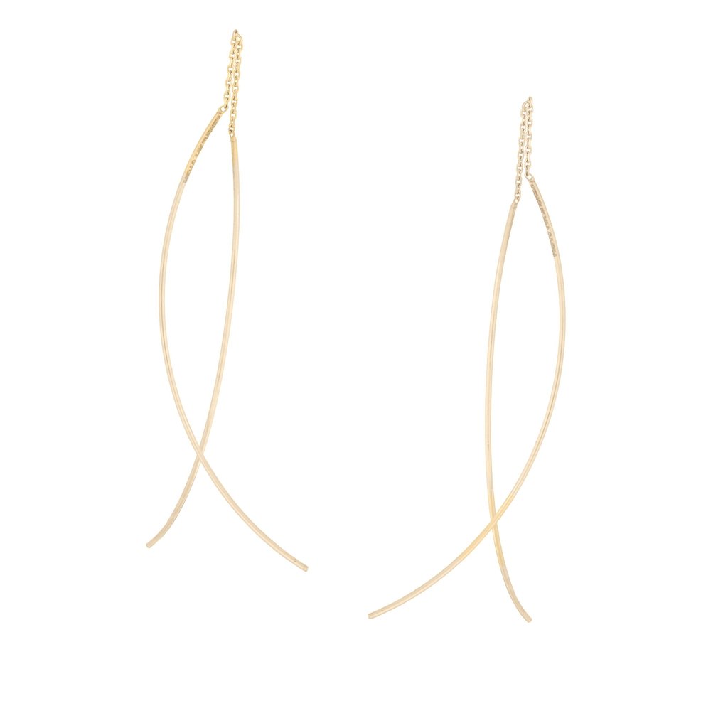 14K Gold Wire and Chain Threader Earrings | Avie Fine Jewelry