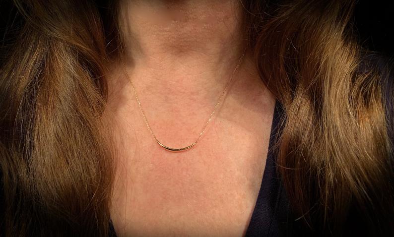 14K Gold Crescent Moon Necklace | Avie Fine Jewelry