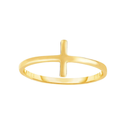 14K Gold Cross Bar Ring | AVie Fine Jewelry