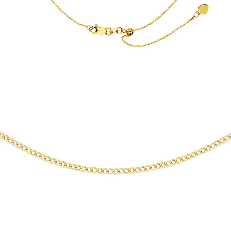 14K Gold Curb Chain Adjustable Choker Necklace | AVIE Fine Jewelry