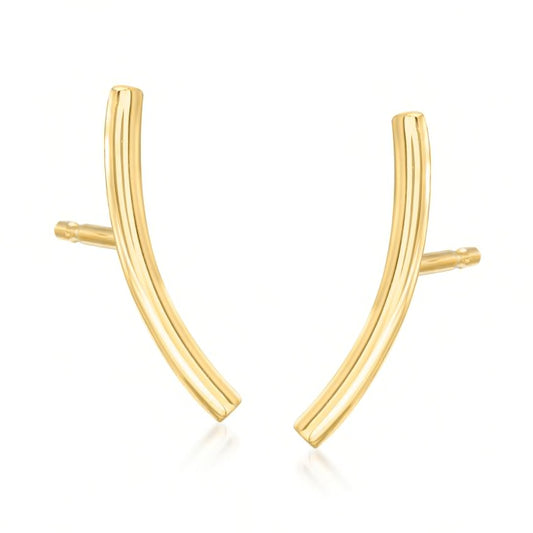 14K Gold Curved Bar Stud Earrings | AVIE collection Fine Jewelry