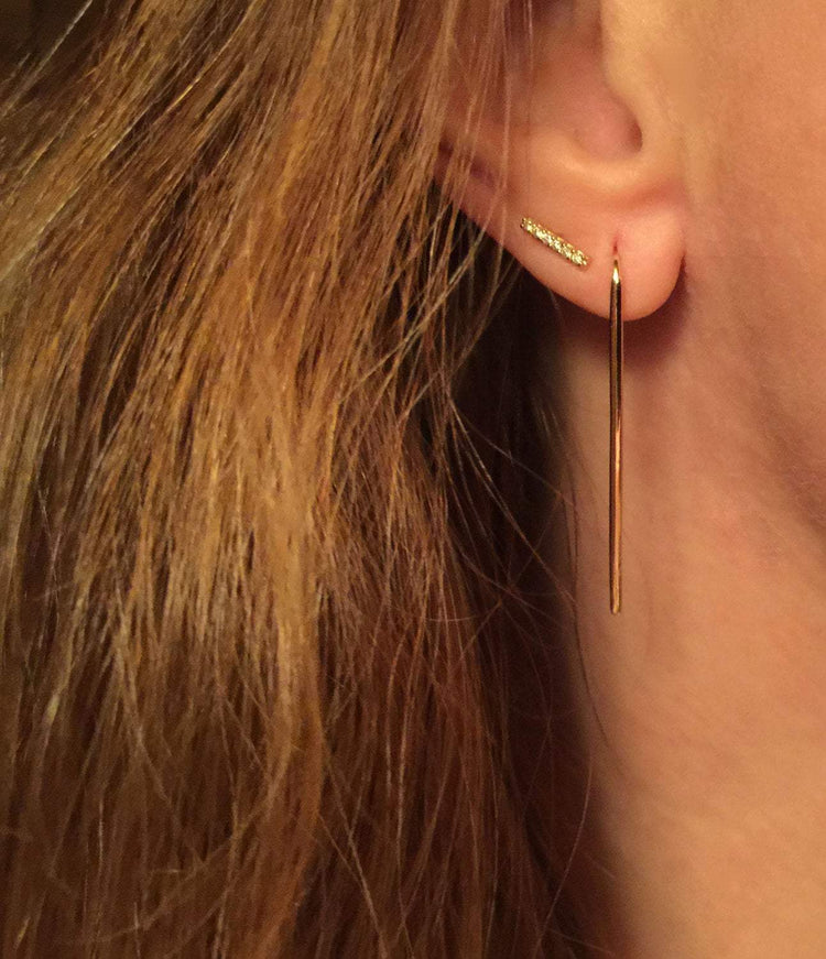 14K Gold Diamond Bar Stud Earrings | Avie Fine Jewelry