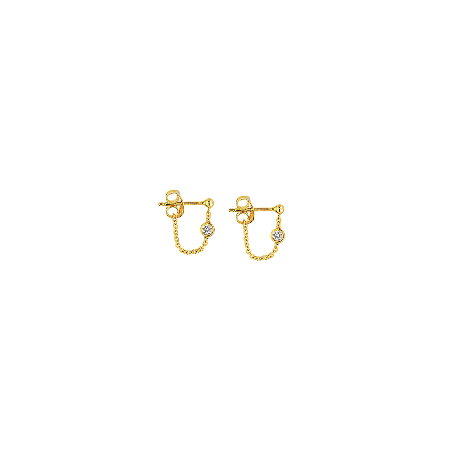 14K Gold Diamond Drape Chain Stud Earrings | Avie Fine Jewelry