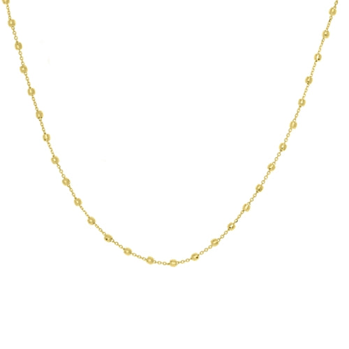 14K Gold Diamond Cut Beaded Chain Choker Necklace | Avie Fine Jewelry