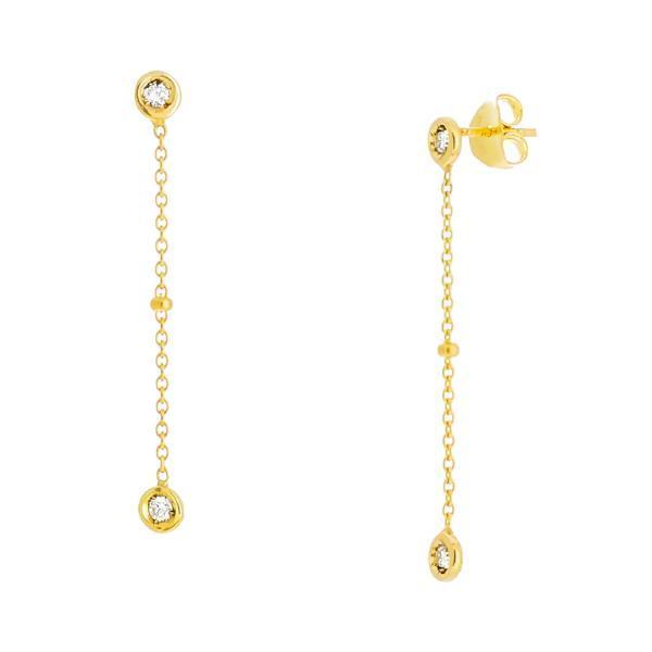14K Gold Round Diamond Drop Station Stud Earrings | Avie Fine Jewelry