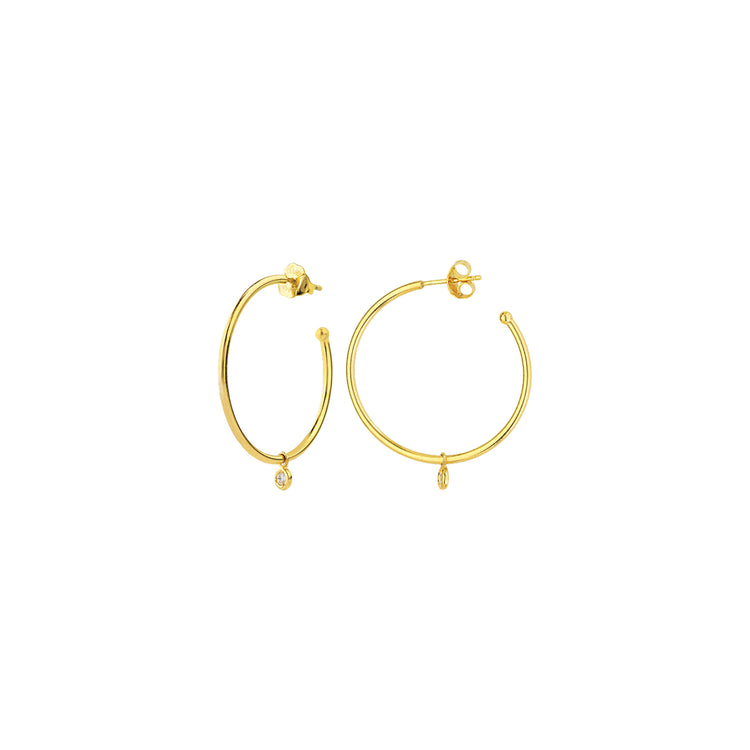 14K Gold Diamond Dangle Hoop Earrings | Avie Fine Jewelry