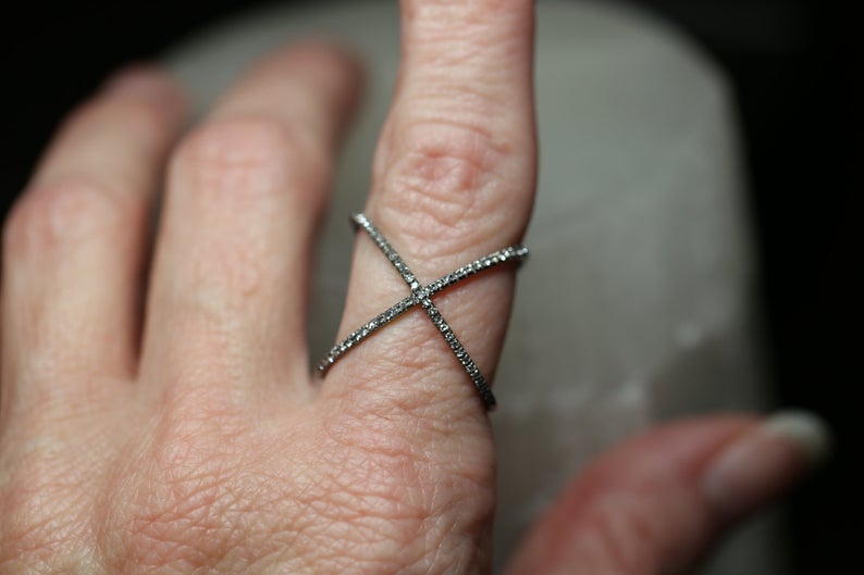 14K Black X Ring with Diamonds | Avie Fine Jewelry