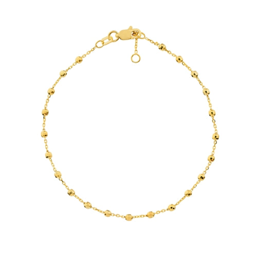 14K Gold Diamond Cut Beaded Station Chain Bracelet | Avie Fine Jewelry