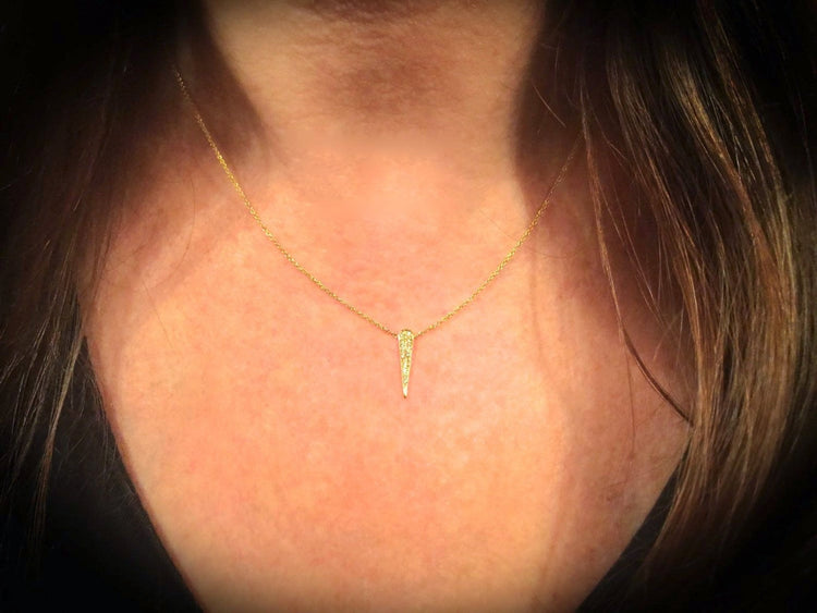 14K Gold Pave Diamond Spike Necklace | Avie Fine Jewelry