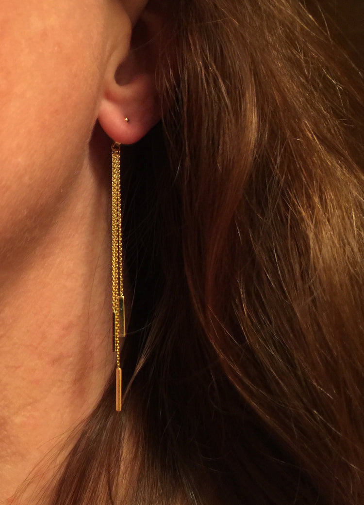 14K Gold Post Bar Chain Earring Backs | Avie Fine Jewelry