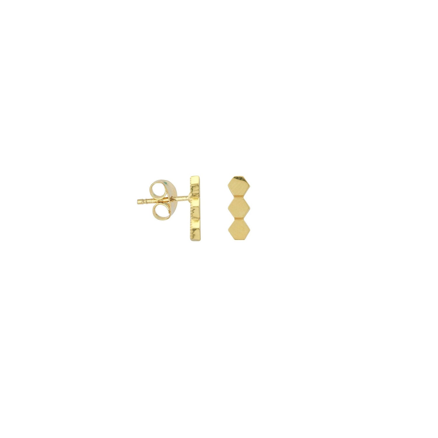 14K Gold Honeycomb Stud Earrings | Avie Fine Jewelry