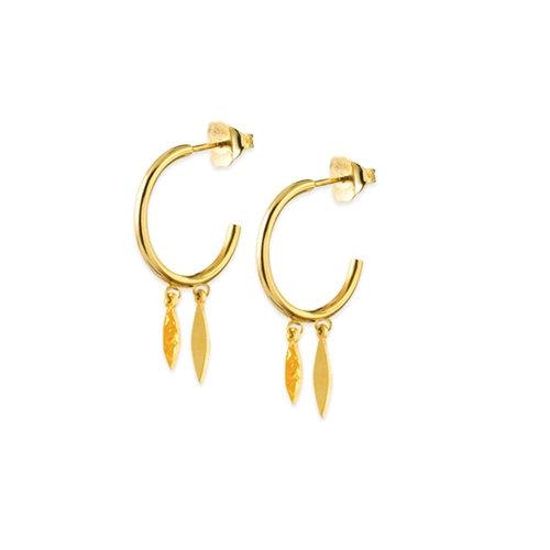 14K Gold Marquise Dangles Hoop Earrings | Avie Fine Jewelry