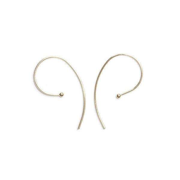 Tiny 14K Gold Scroll Wire Earrings | Avie Fine Jewelry