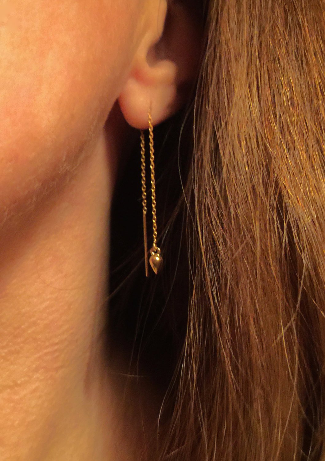 Tiny 14K Gold Mini Spike Ear Threader Earrings | Avie Fine Jewelry