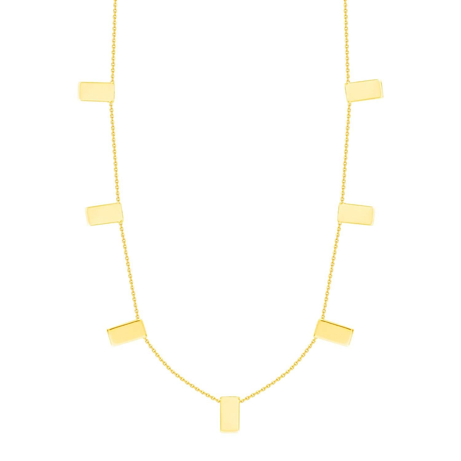 14K Gold Rectangle Tags Station Necklace | Avie Fine Jewelry