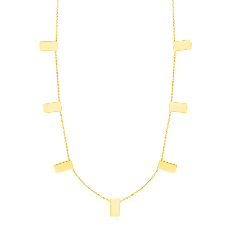 14K Gold Rectangle Tags Station Necklace | Avie Fine Jewelry