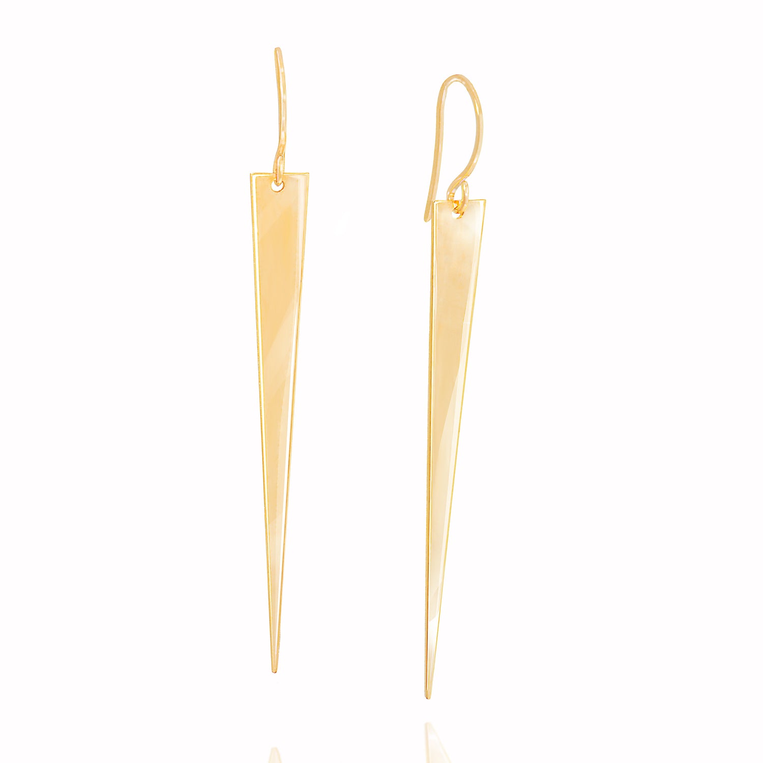 14K Gold Long Triangle Spike Dangle Earrings | Avie Fine Jewelry