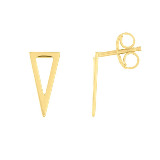 14K Gold Long Open Triangle Stud Earrings | Avie Fine Jewelry