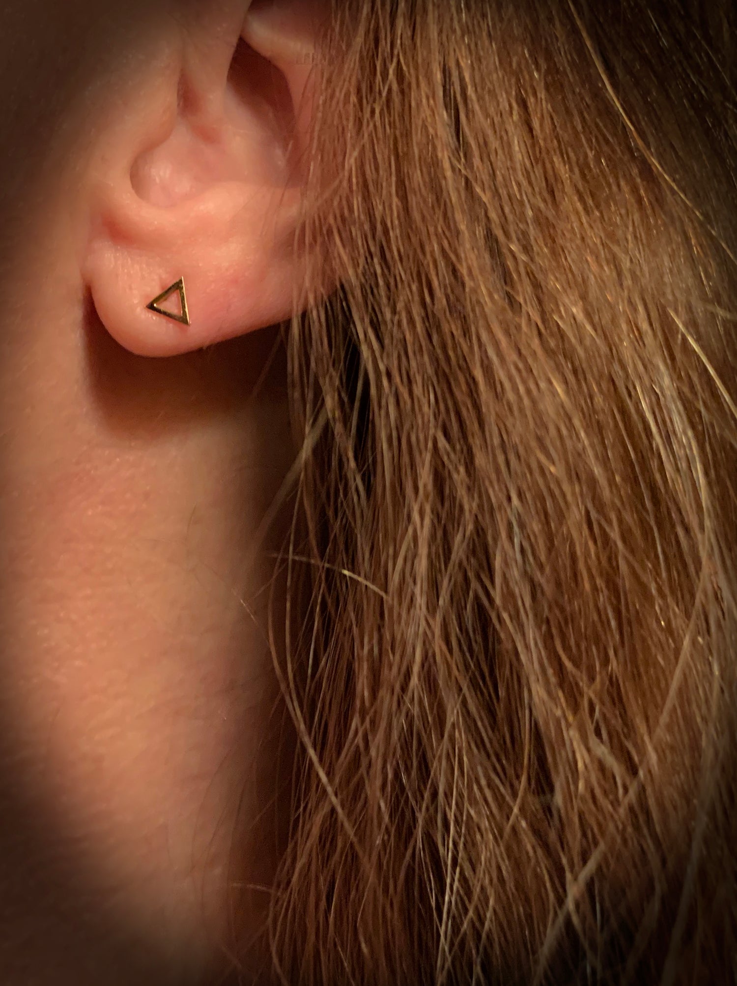 14K Gold Small Open Triangle Stud Earrings | Avie Fine Jewelry