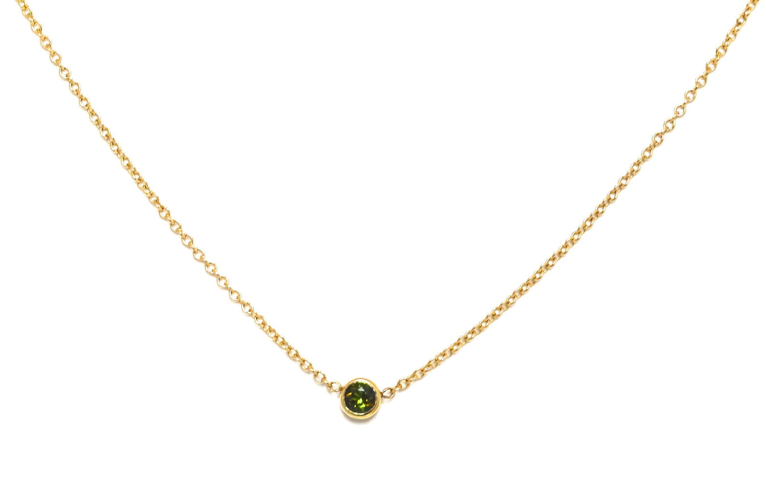 14K Gold Floating Dark Green Tourmaline Necklace | AVIE Fine Jewelry