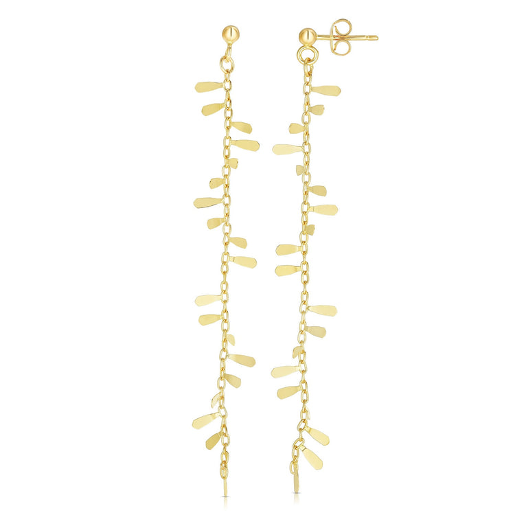 14K Gold Long Petal Chain Stud Earrings | AVIE Fine Jewelry