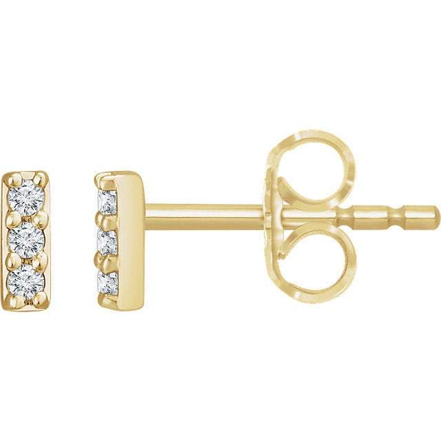 Mini 14K Gold Diamond Bar Stud Earrings | Avie Fine Jewelry