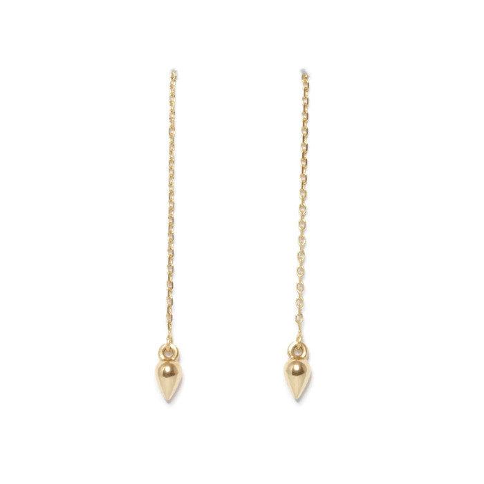 Tiny 14K Gold Mini Spike Ear Threader Earrings | Avie Fine Jewelry