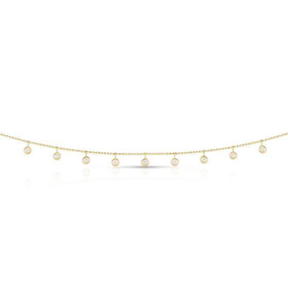 14K Gold Nine Diamond Dangles Necklace | Avie Fine Jewelry