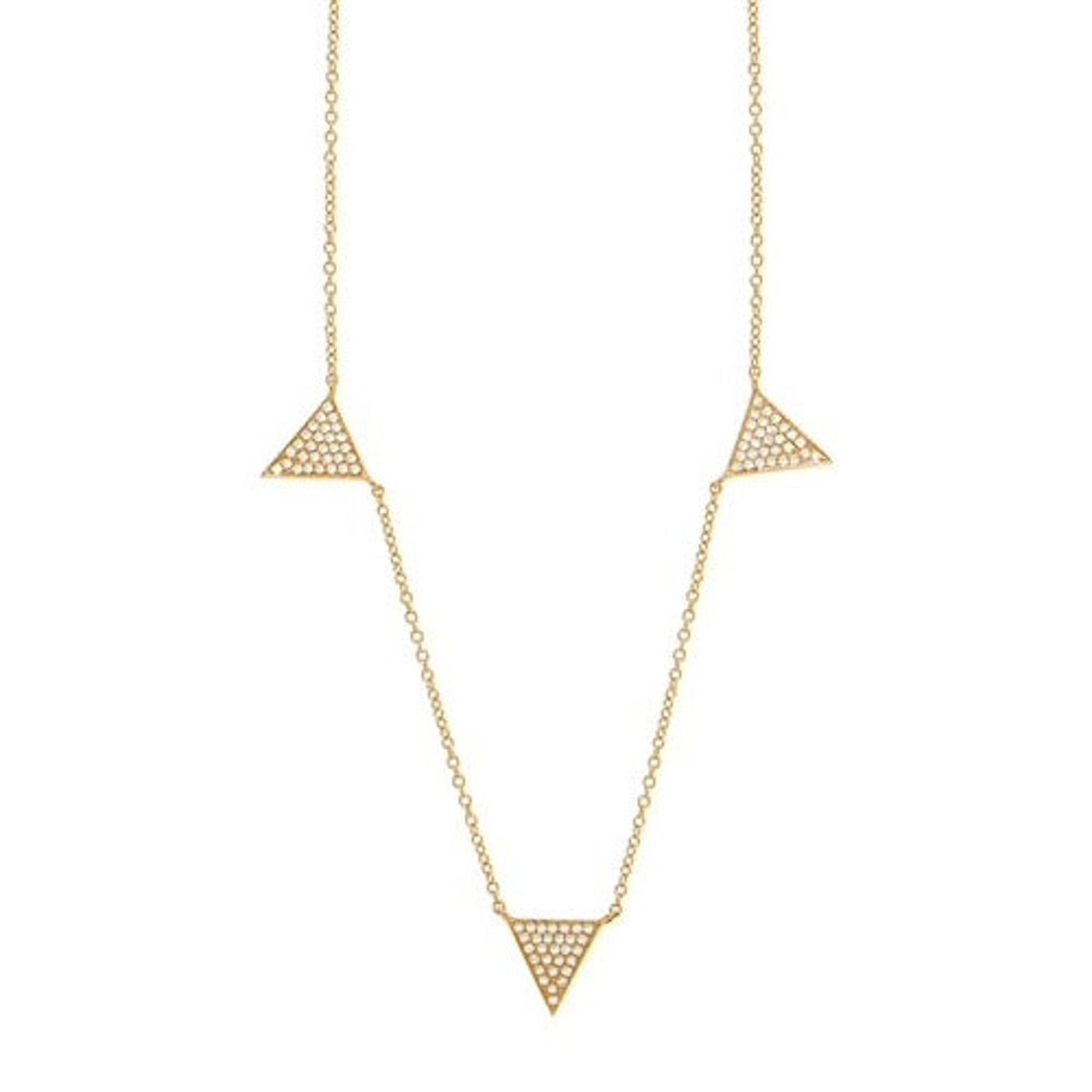 14K Gold Three Triangle Pave Diamond Necklace | Avie Fine Jewelry by Avery Blake