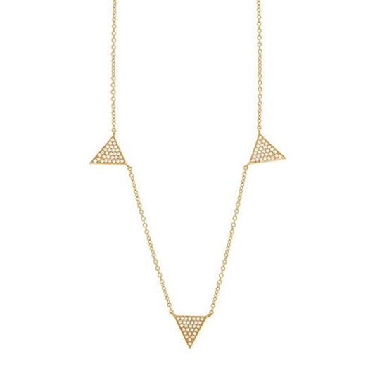 14K Gold Three Triangle Pave Diamond Necklace | Avie Fine Jewelry by Avery Blake