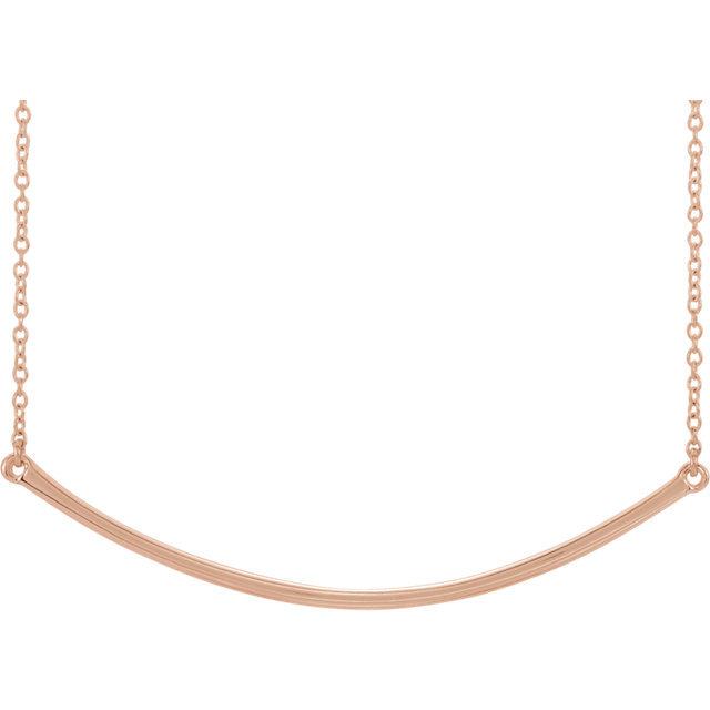 14K Rose Gold Curved Bar Necklace | Avie Fine Jewelry