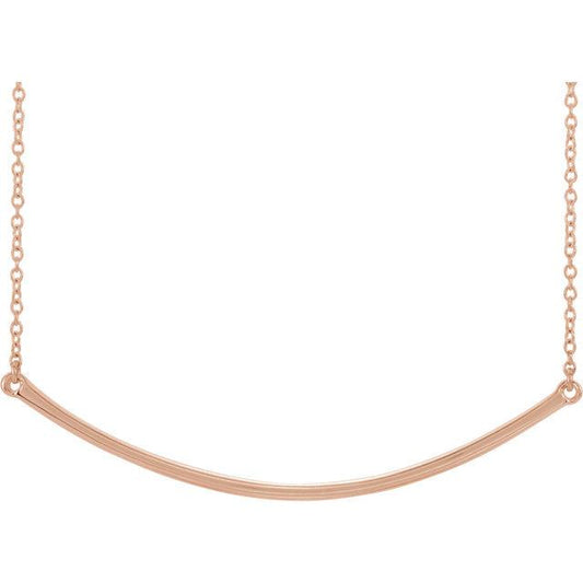 14K Rose Gold Curved Bar Necklace | Avie Fine Jewelry