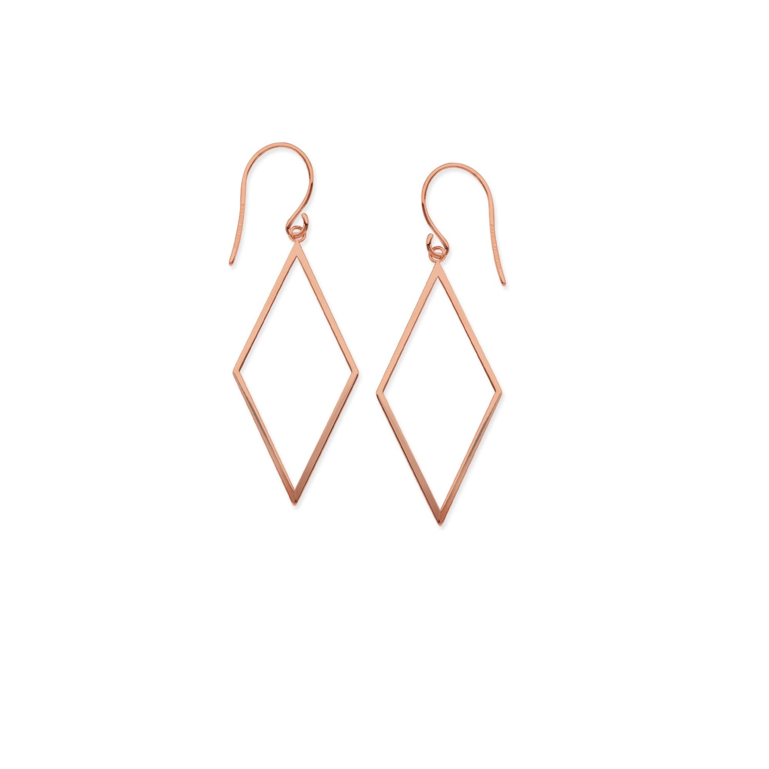 14K Rose Gold Diamond Shape Dangle Earrings | Avie Fine Jewelry