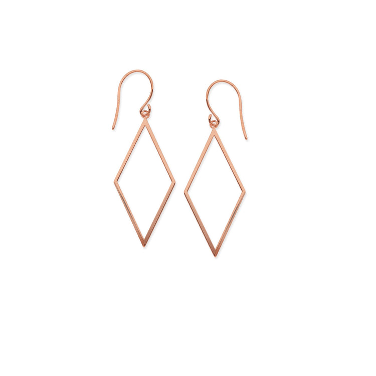 14K Rose Gold Diamond Shape Dangle Earrings | Avie Fine Jewelry
