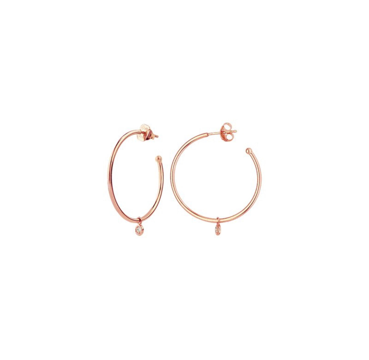 14K Rose Gold Diamond Dangle Hoop Earrings | Avie Fine Jewelry