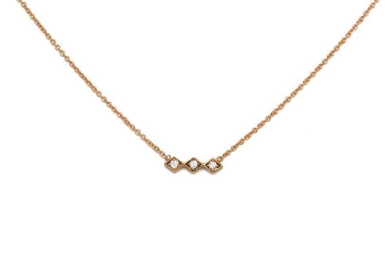 14K Rose Gold Tiny Three Diamond Necklace | Avie Fine Jewelry