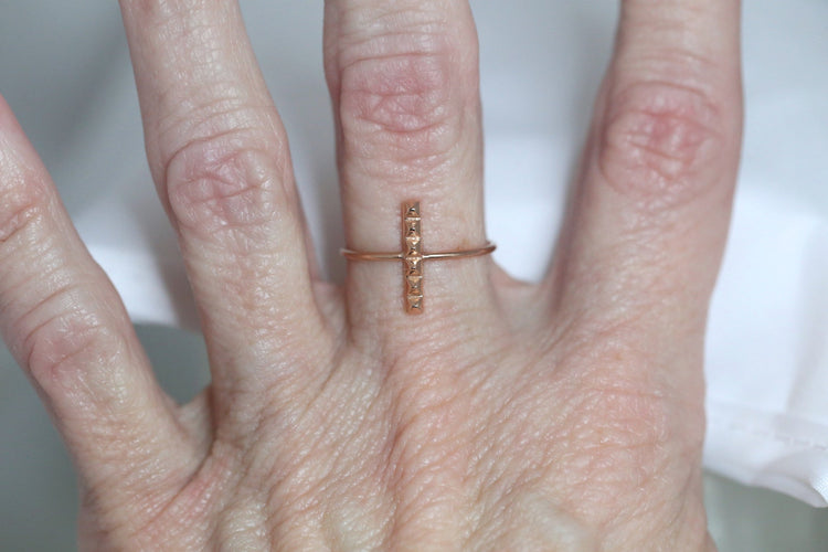 14K Rose Gold Spiked Bar Ring | AVIE Fine Jewelry