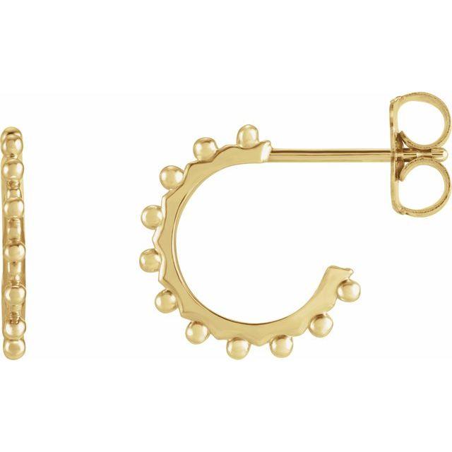 14K Gold Small Beaded Hoop Earrings | Avie Fine Jewelry