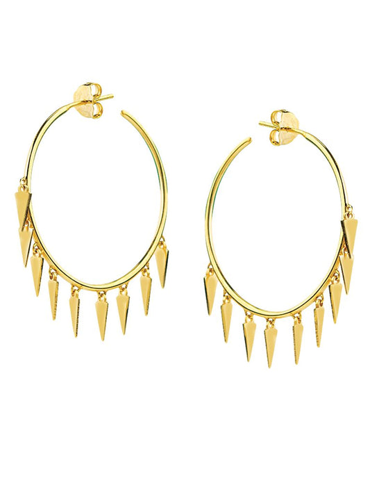 14K Gold Shaker Hoop Earrings Spike Dangle Charms | Avie Fine Jewelry