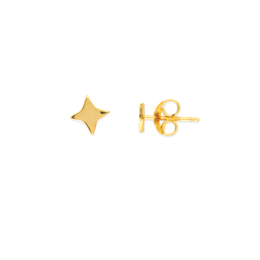 14K Gold Four Point Star Stud Earrings | Avie Fine Jewelry