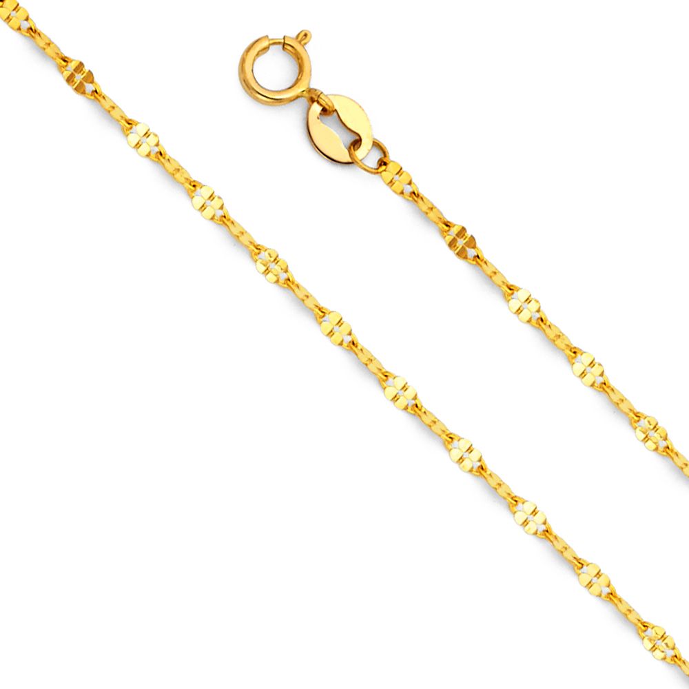 14K Gold Textured Sequin Chain Necklace | AVIE collection Fine Jewelry