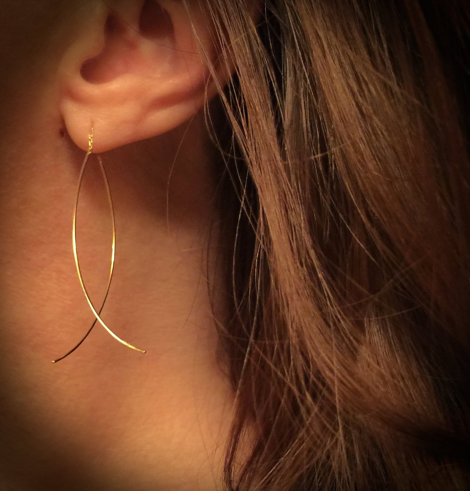 WANDER / 14K Gold Wire and Chain Threader Earrings | Avie Fine Jewelry