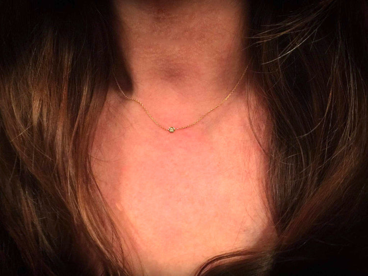 14K Gold Diamond Adjustable Choker Necklace | Avie Fine Jewelry