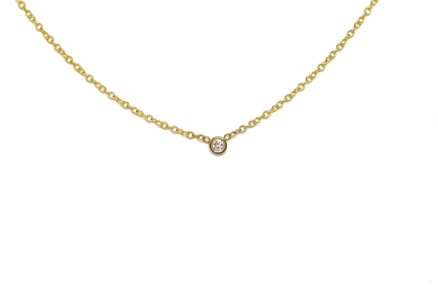 14K Gold Round Floating Diamond Solitaire Necklace | AVIE Fine Jewelry