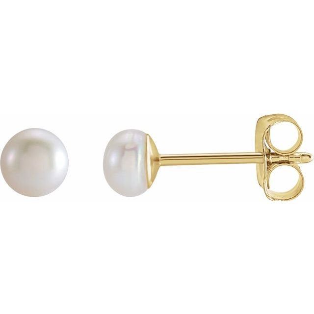 14K Gold Tiny Pearl Stud Earrings | Avie Fine Jewelry