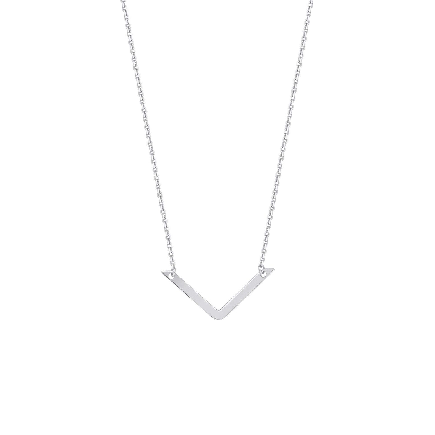 14K White Gold Chevron Necklace | Avie Fine Jewelry