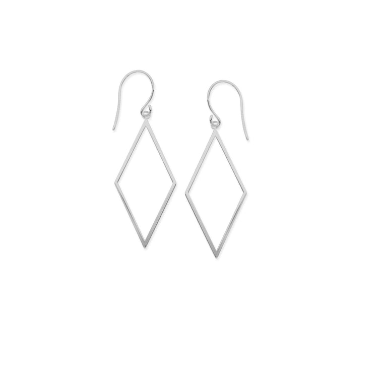 14K White Gold Diamond Shape Dangle Earrings | Avie Fine Jewelry
