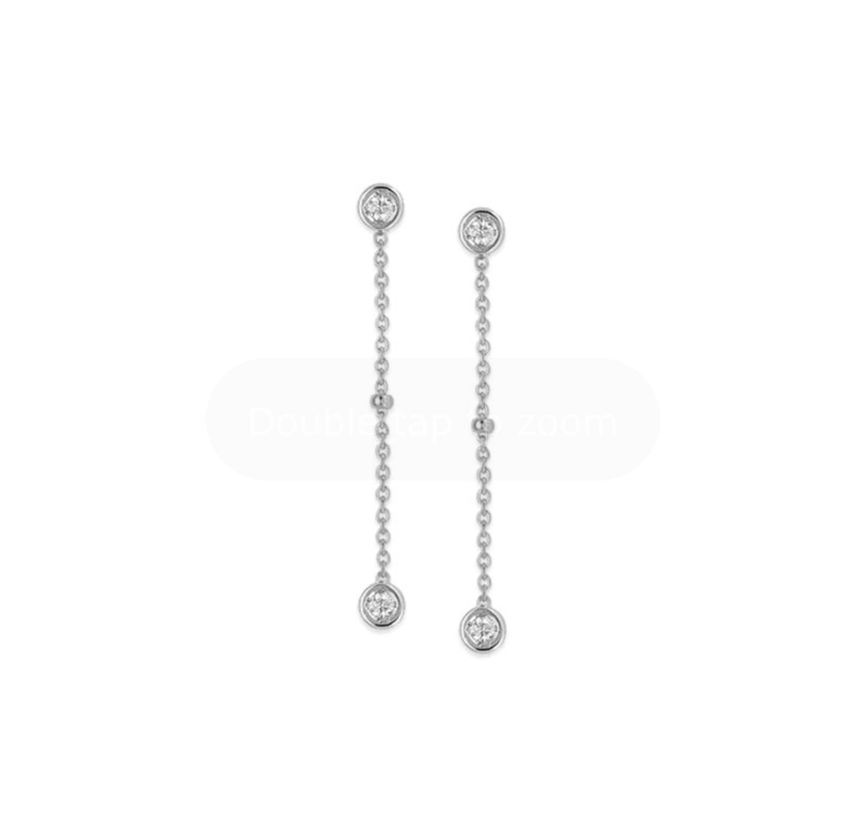 14K White Gold Round Diamond Drop Station Earrings | Avie Fine Jewelry