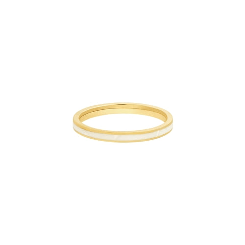 14K Gold White Enamel Band Ring | AVIE Fine Jewelry